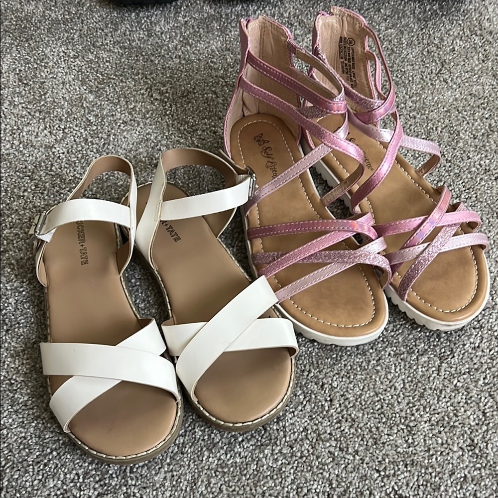 Girls White and Pink Sandals - size 3